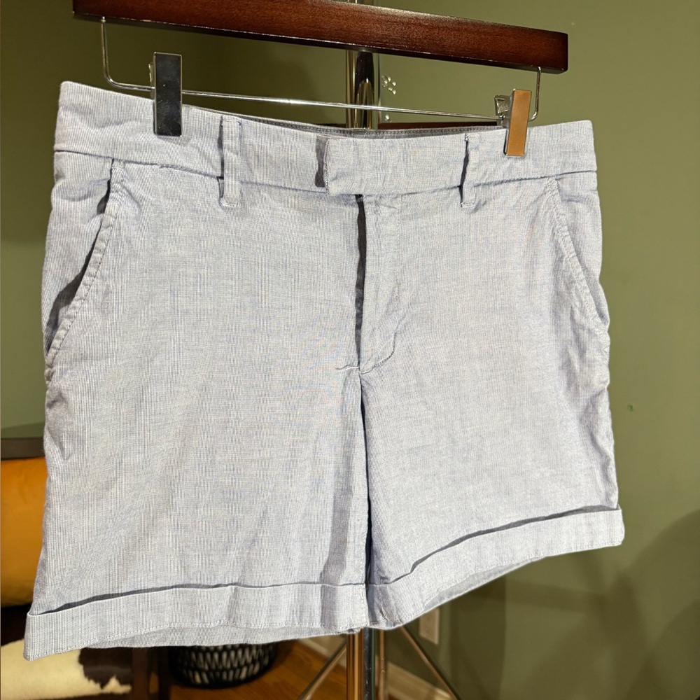 Gray Cotton Blend Shorts Flat Front